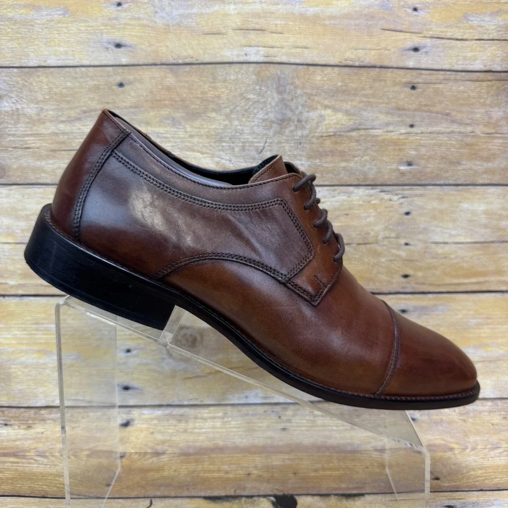 J Murphy Dress Shoes Mens 11 Brown Leather Cap Toe‎ Derby Oxford Office Formal